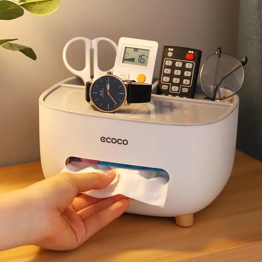 ECOCO Multifunctional Desktop Tissue Box & Storage Organizer Holder