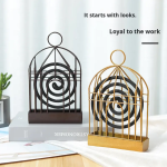Decorative Bird Cage Mosquito Coil Holder - মেটাল কয়েল স্ট্যান্ড | 2 পিস কম্বো - Black & Golden - Image 2