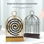 Decorative Bird Cage Mosquito Coil Holder - মেটাল কয়েল স্ট্যান্ড | 2 পিস কম্বো - Black & Golden - Image 4